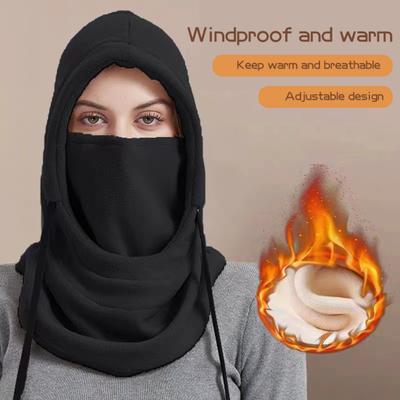 Women Winter Balaclava Hat with Integrated Scarf Thick Warm Polar Fleece Windproof Adjustable Full Protection Outdoor Travel Cold Weather Skiing Cap