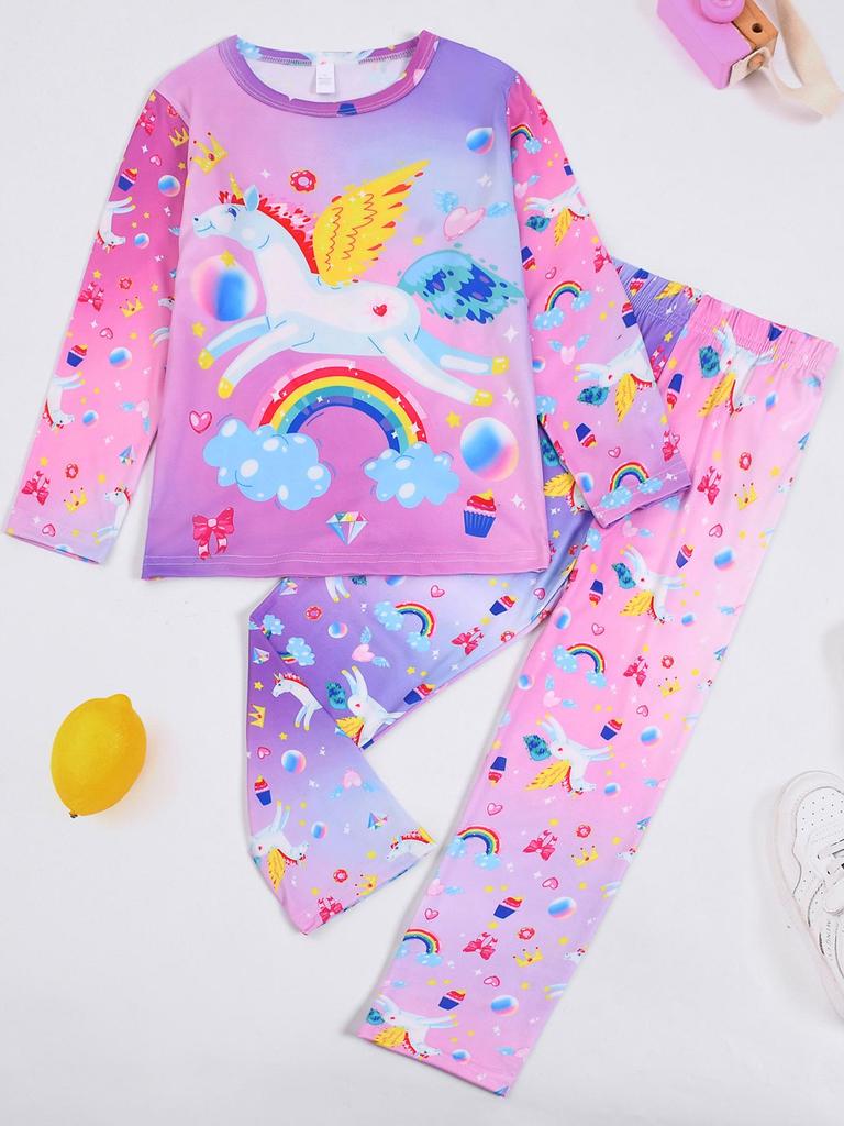 Flame-Retardant Milk Silk Kids' Dinosaur Pajama Set - Green Fluorescent, Long Sleeve & Pants