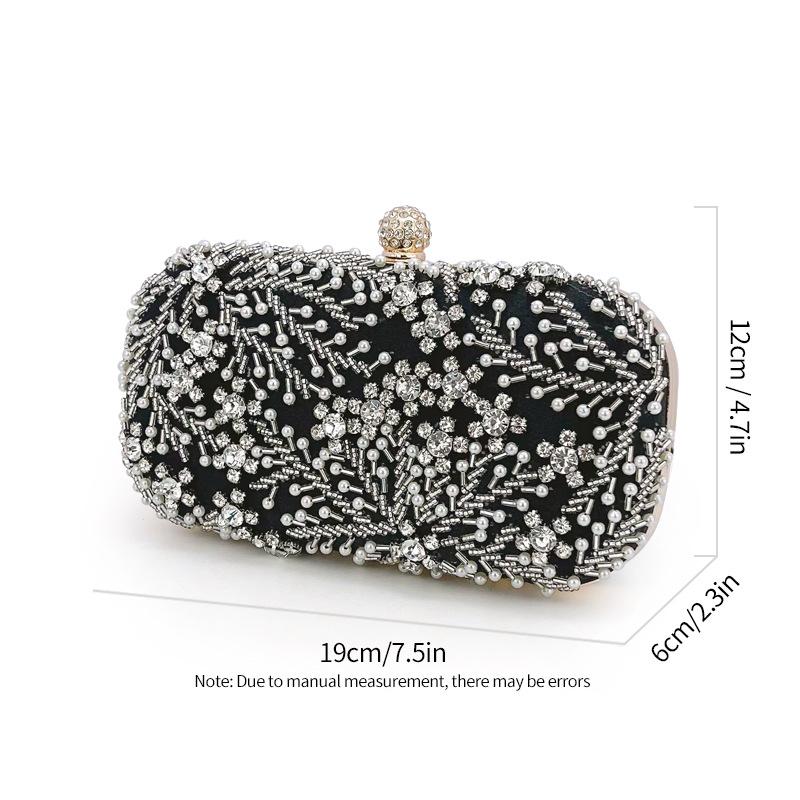 

Shiny Handmade Party Bag Dazzling Flower Women Crystal Pearl Clutch Evening Bags Hollow Out Wedding Shoulder Handbag And Purse чёрный