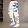 Men S Plus Size Abstract Leaf Geometric Printed Drawstring Waist Jogger Pants Side Pockets Cuffed Ankle