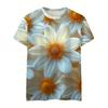 Women's Summer Round Neck Short Sleeved T-shirt Paired with 3D Floral Print Casual Top Breathable and Machine Washable Suitable for Outdoor Daily Wear