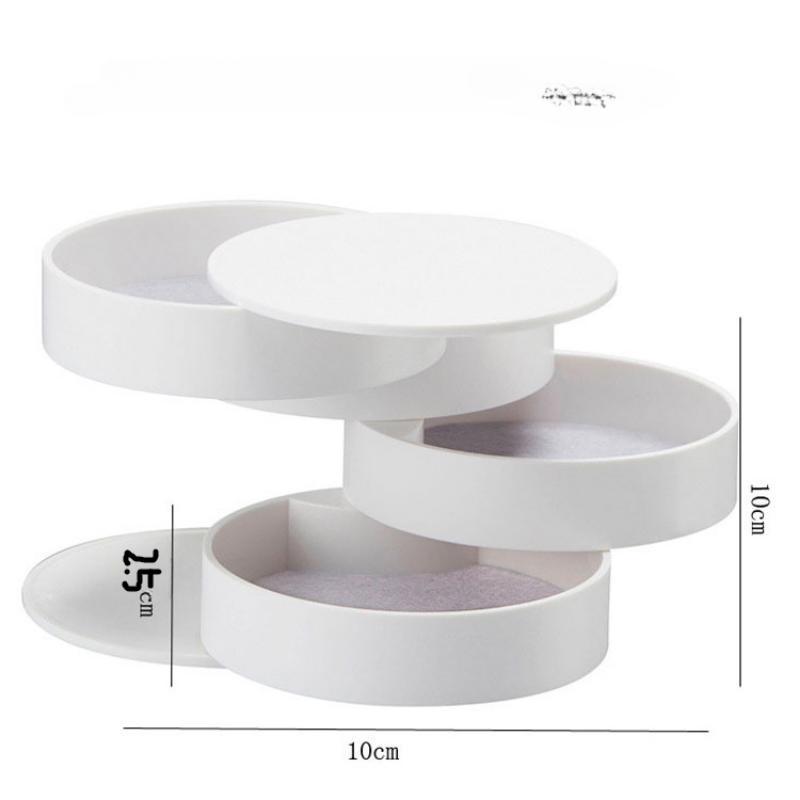 Fashion 4-Layer Rotatable Jewelry Storage Box Women's Accessory Tray with Lid Elegant Birthday Gift Organizer