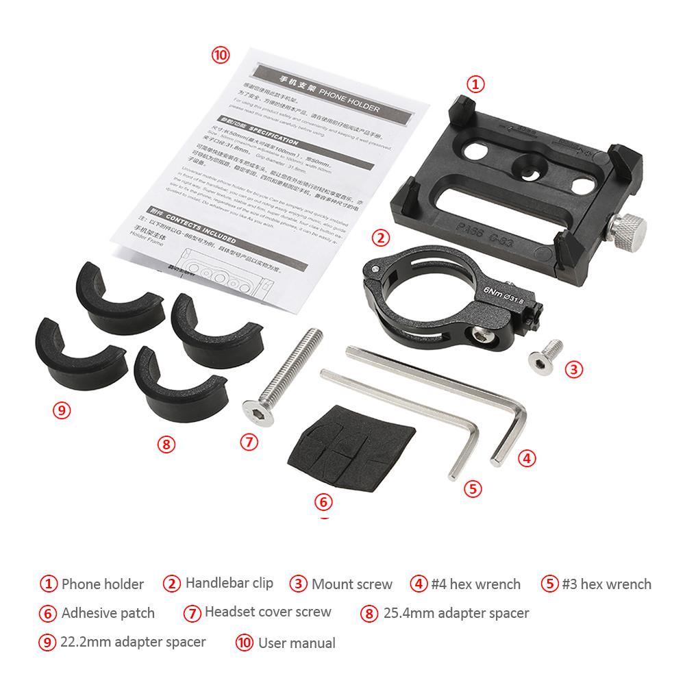 Anti Slip Bicycle Adjustable Phone Holder Mount Bracket Handlebar Clip Stand for 3.5 6.2inch Smart Mobile Phone for