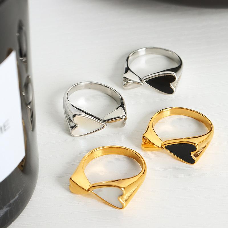 New In Heart-to-heart Ring Ladies Ins Style Simple  Double Love Korean Creative Rings