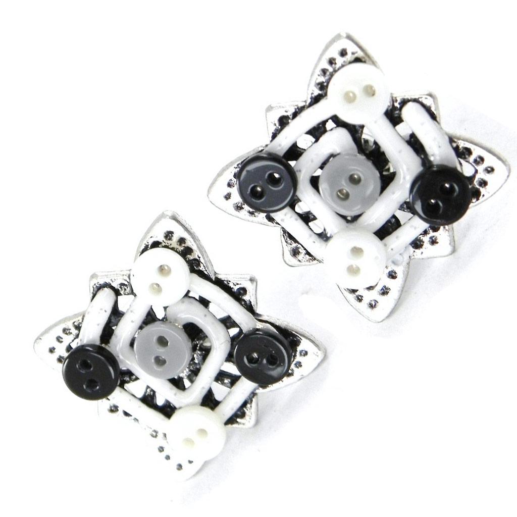 NOA [H8798] - Designer Earrings 'Babouchka' Black White