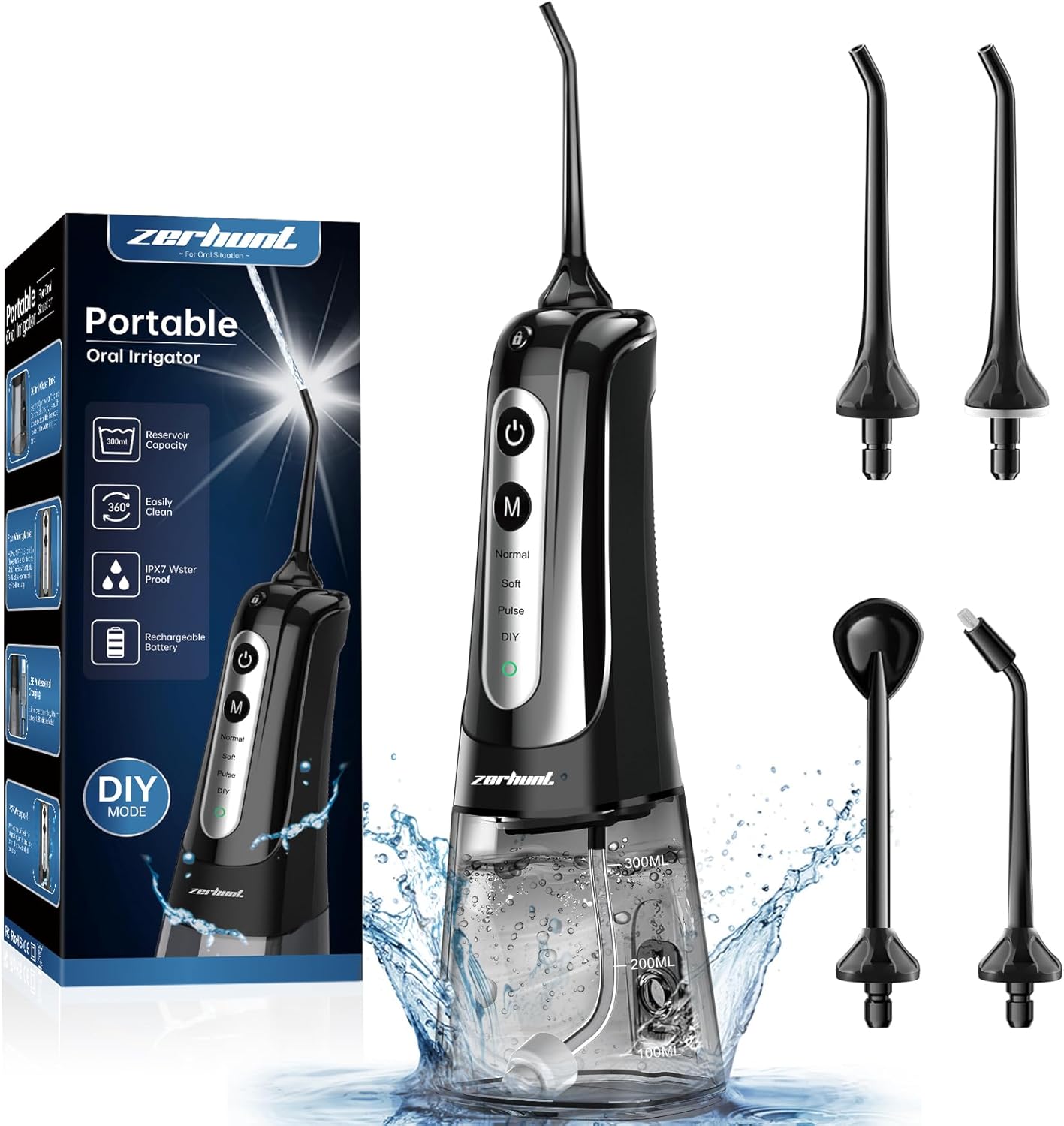 

Pick for Teeth: 4 Modes Cordless Portable Water Teeth Cleaner Rechargeable Waterproof O United States