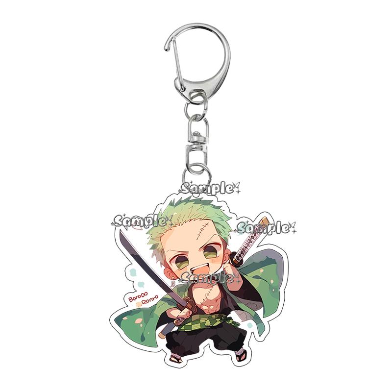 Cartoon Zoro Usopp Luffy Anime Characters Acrylic Keychain Ornaments Fashion Cool Figure Charm Backpack Accessories Keyring Toys