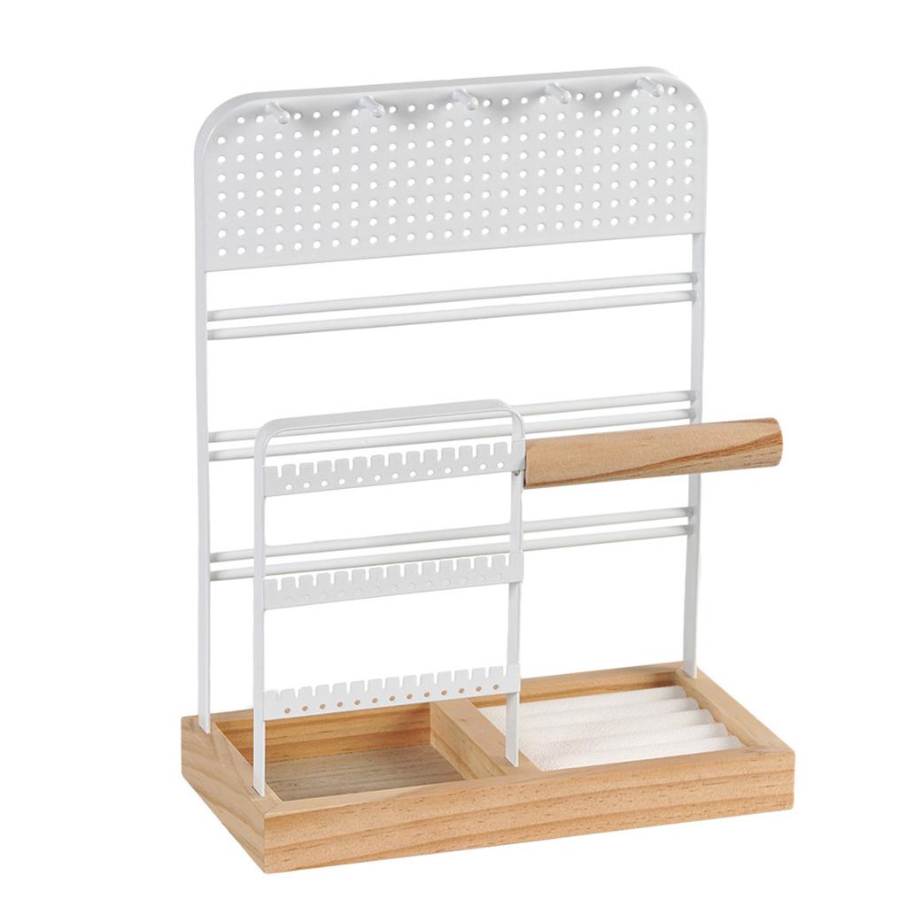 Convenient and Stylish Wood Storage Shelves Stylish Metal Jewelry Display Stand for Earrings Bracelets and Necklaces