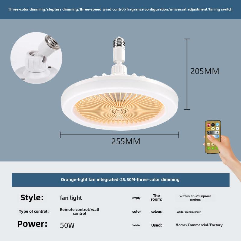 New LED Fan Light with E27 Screw, Energy-Saving, Silent, Remote Control for Bedroom and Living Room