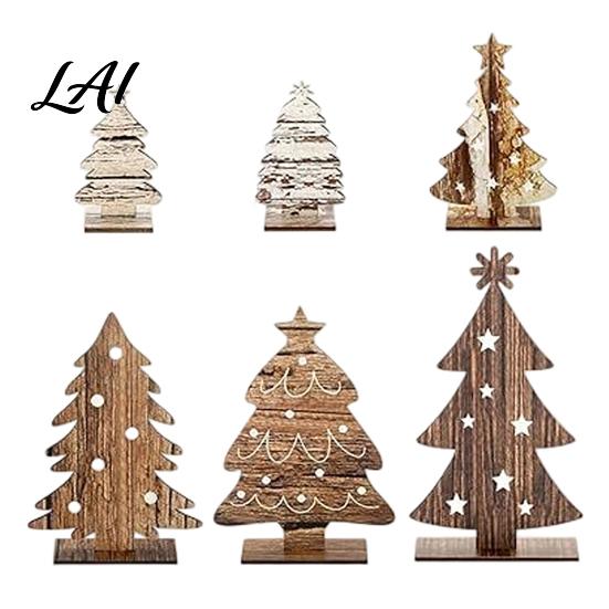 Rustic Holiday Desktop Decorations Wooden Christmas Tree Table Decoration Pine Tabletop Centerpiece Vintage Style Room Decor Farmhouse Tiered