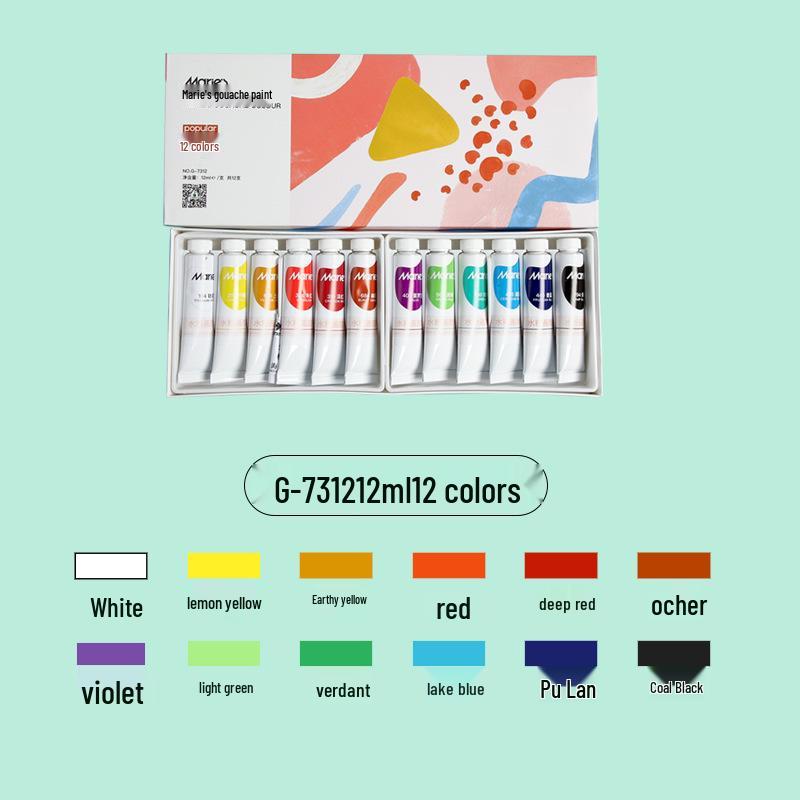 Mali Gouache-Farben-Set - 5ml & 12ml Tuben, in einer Box für Anfänger