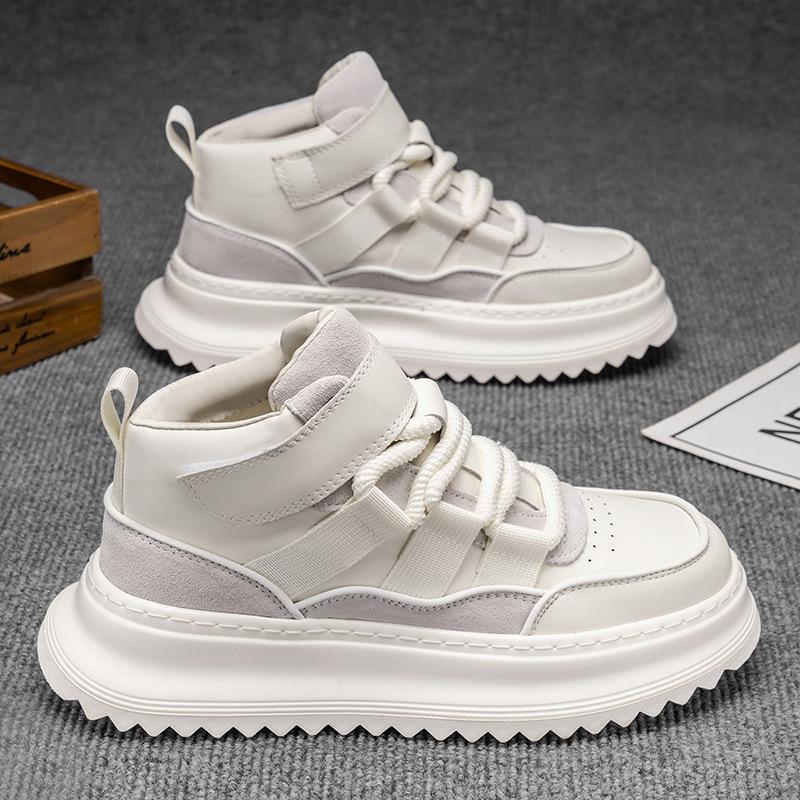 European station men's shoes live broadcast autumn and winter high-top casual sports board shoes trendy students versatile thick-soled heightening da