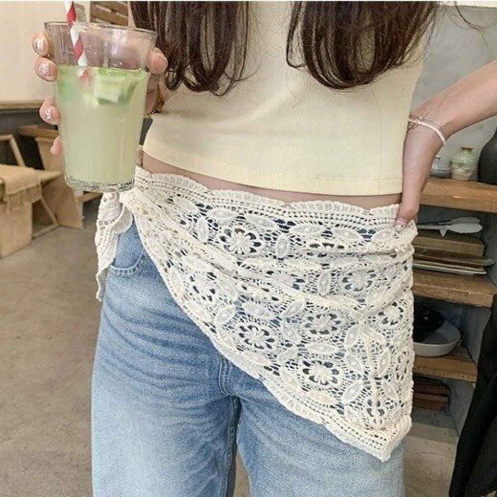 Crochet Lace Layering Scarf | Textured Skirt Overlay | Spring Summer Accessory