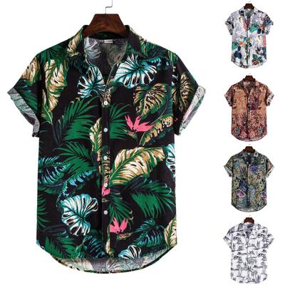Men'S Hawaiian Print Shirt Mens Summer Fashion Casual Print Seaside Beach Shirt Shirt Short Sleeve