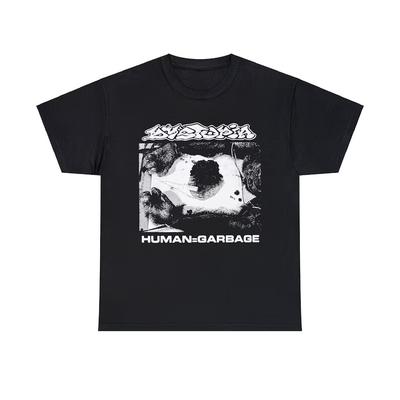 Dystopia Human = Garbage T Shirt Vintage Crust Punk Sludge Band Skunk Disrupt