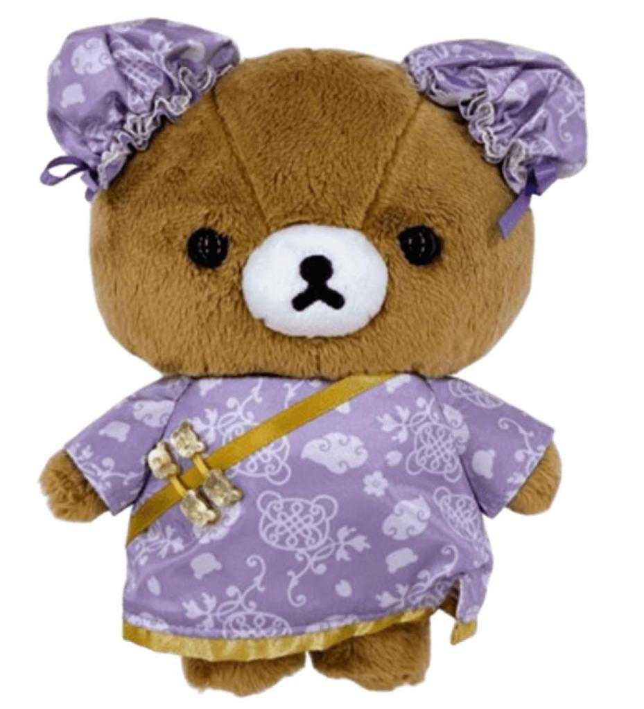 San-X Rilakkuma More! Chinese Series! Collectible Plush Toy, Chinese Dress (Chairoi Koguma), Approximately 190mm Tall, MO88201