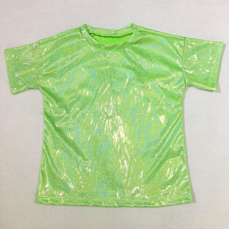 

Unisex Hip Hop Sequin Loose-Fit T-Shirt for Kids & Adults 170 cm неон зелений колір