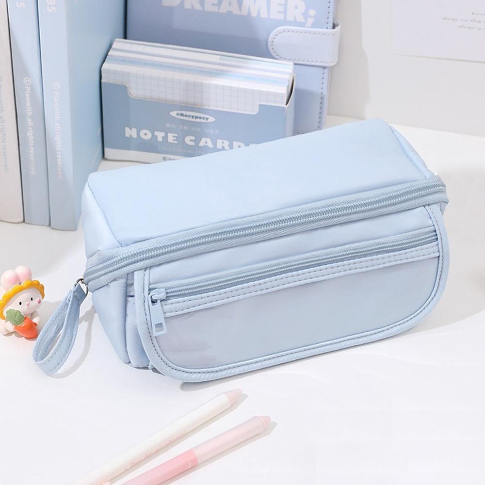 

Large Capacity Pencil Case Cartoon Stationery Bag Durable Pen Bag Students синий