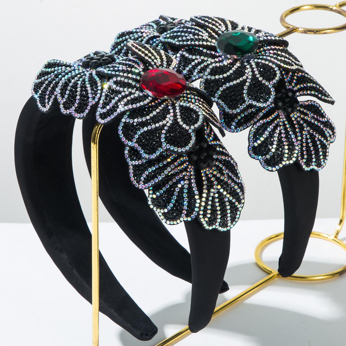 

Модный новый элегантный цветочный ободок с инкрустацией из полных бриллиантов, трехмерный многослойный цветок, милый высококачественный аксессуар для волос красный