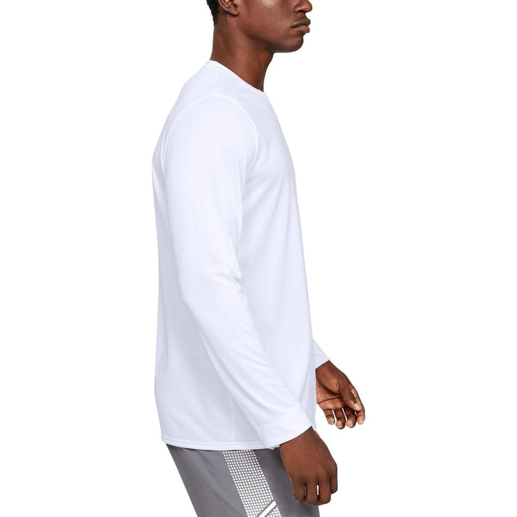 Under Armour Camiseta Manga Longa Gola Careca Cor Sólida Masculina tops Branco 1305776-100