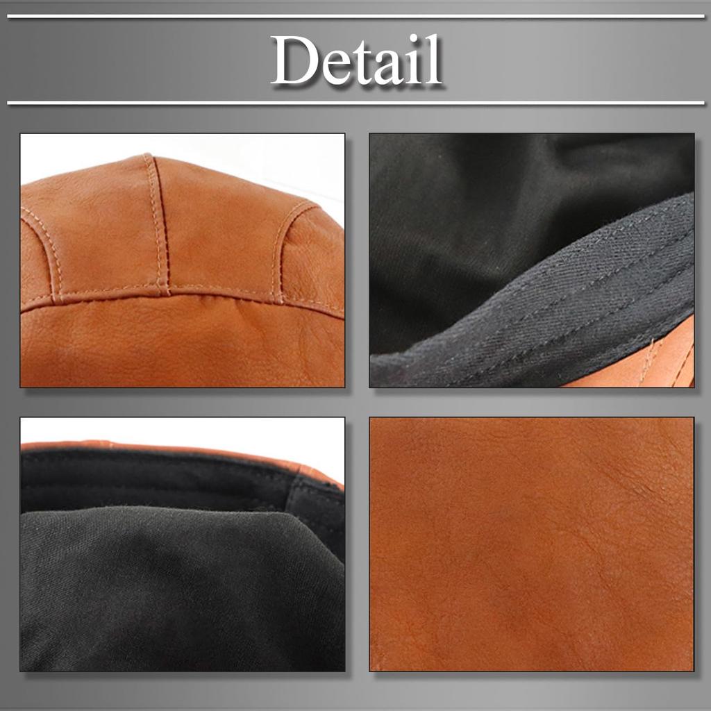 Buzz Selection Hunting British Retro PU Stylish Newsboy Cap for Men and CAQ288 Cap, Leather, Women, (Gray)