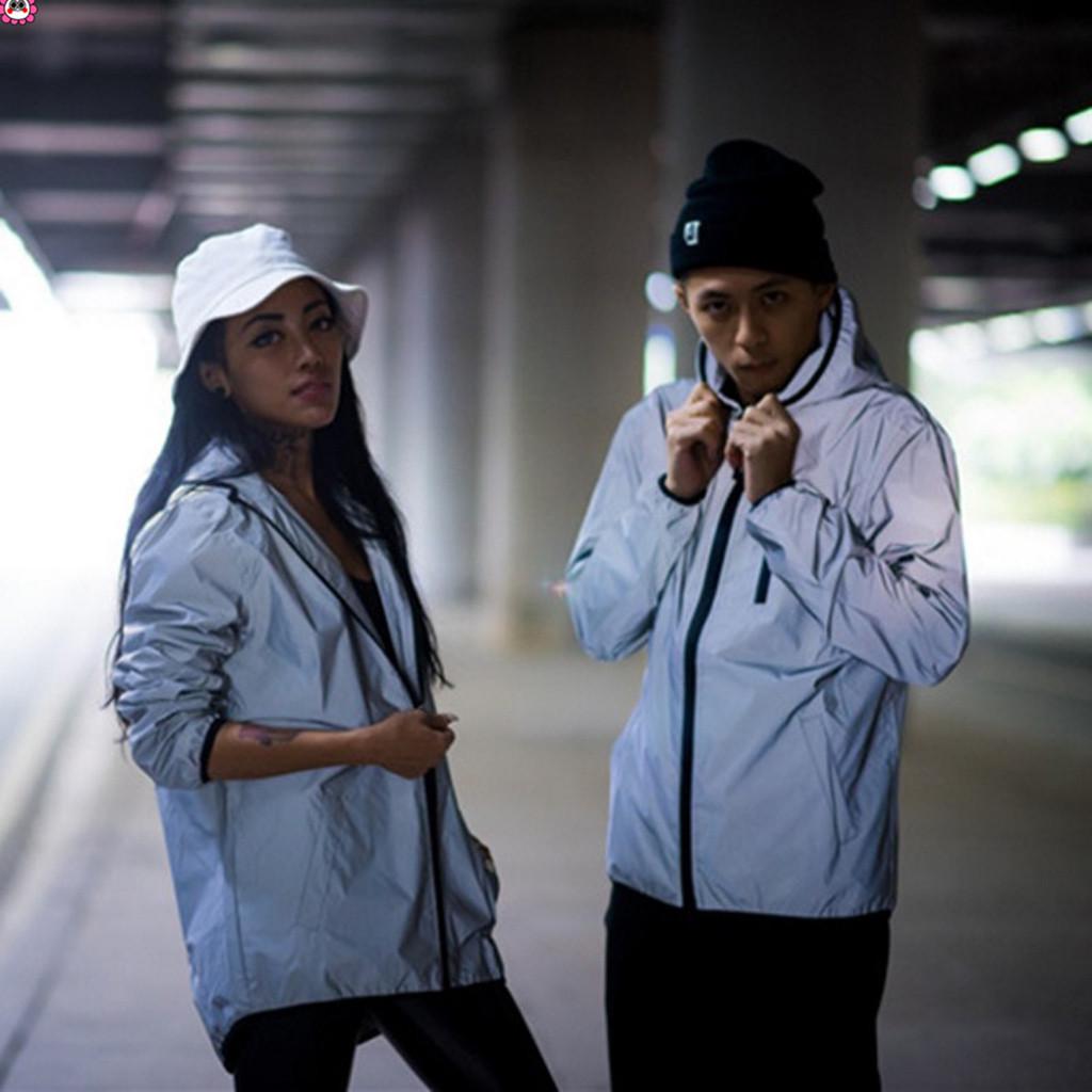 Highlight reflective clothing men's bright silver luminous fluorescent clothing jacket luminous outdoor cycling jacket