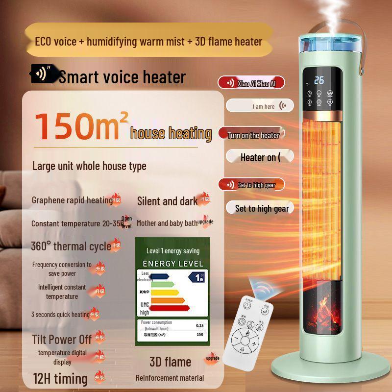 Вертикальный увлажняющий обогреватель Camel Graphene: Энергосберегающий тепловентилятор для быстрого обогрева всего дома