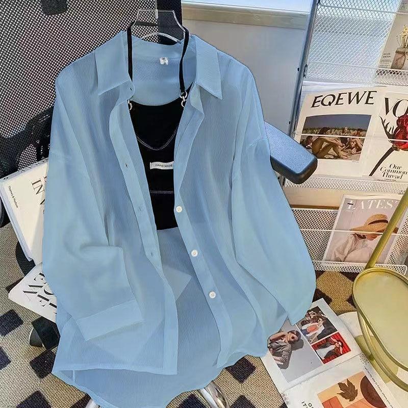 Summer Chiffon Sun Protection Shirt for Women Long Sleeved Korean Loose Mid-length UV Resistant Outer Layer Thin Cardigan