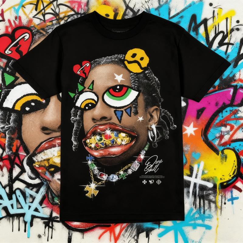 2025 Summer Fashion Weezy Hiphop Streetwear Streetwear Pattern Tshirts Unisex Pattern Hiphop Tshirts with ACID Patterns