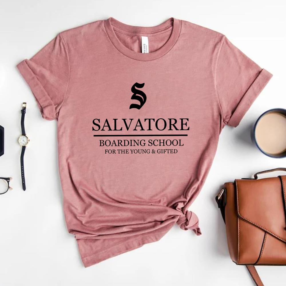 Salvatore Boarding School Tshirt TV Show TVD Vampire Diaries Tees Damon Stefan Salvatore Shirt Mystic Falls Vampire Fans Gift