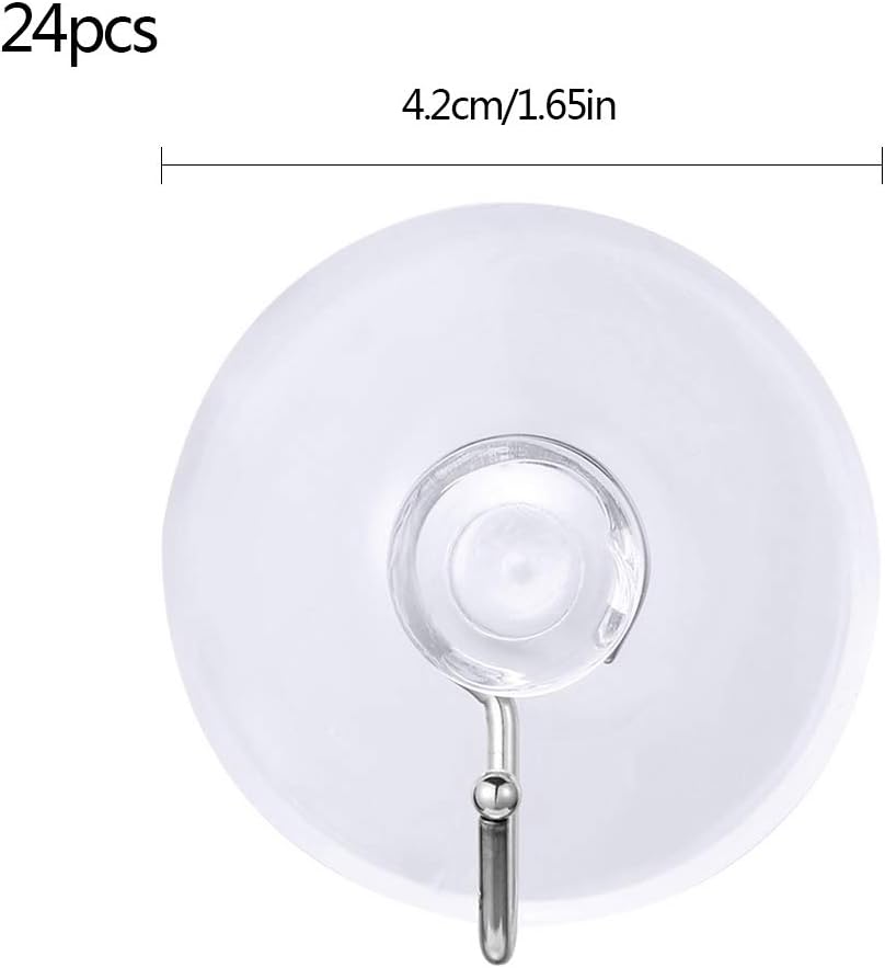 24Pcs Suction Cup Hooks Removable Small Strong Suction Cup Holder with metal Hook For Kitchen Shower Wall Window Glass Door