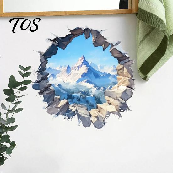 Modern Minimalist Room Decor Snow Peak Wall Sticker, 3D Landscape Decorative Decal, Durable Covering PVC Waterproof Window Film, for Living
