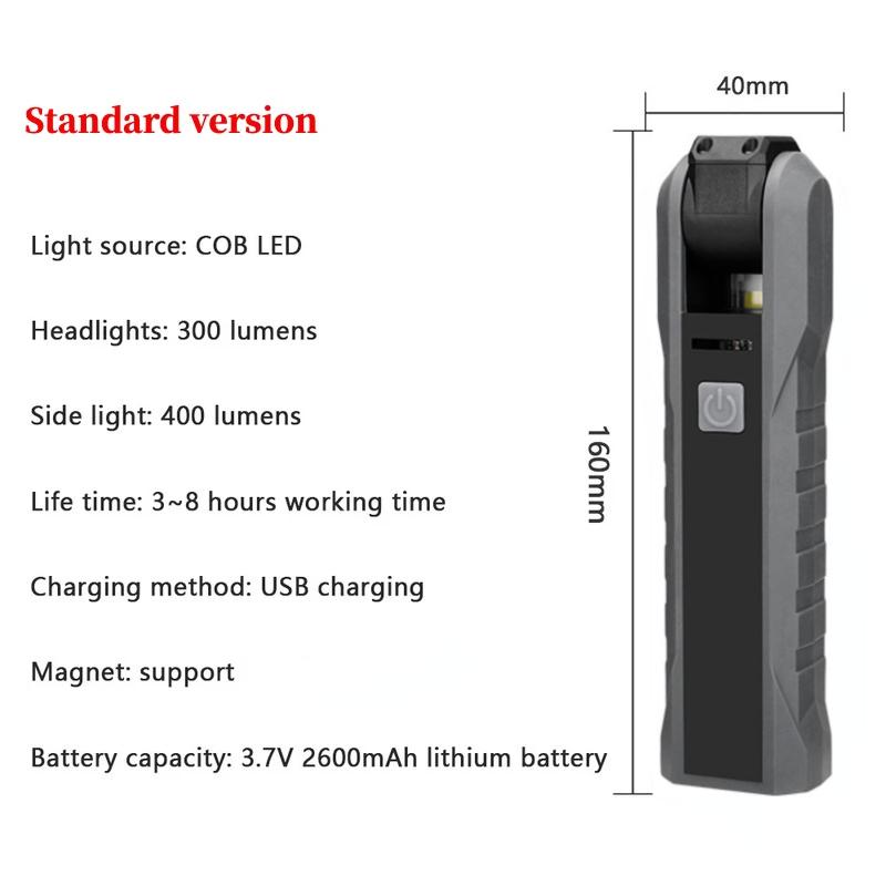 Multifunction Cob Led Work Light Dimmable Usb Rechargeable Led Flashlight Car Inspection Lamp With Magnetic Hook
