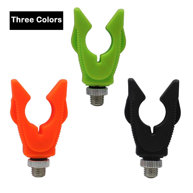 Soporte para caña de pescar de carpa, 2 uds., M3/8 (SI YO) Cabezal de soporte de caña de goma, hilo de aleación de aluminio, tres colores para aparejos terminales de pesca de carpa