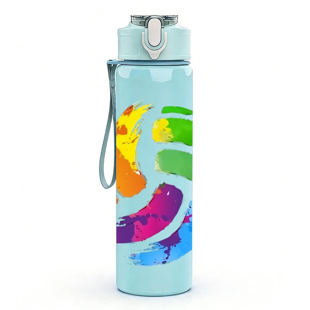 1PC Colorful Volleyball Sport Print 750ml Color Plastic Sports Water Bottle Leakproof Flip Straw Lid Suitable for Sports Office Home Use