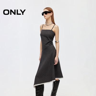 Asymmetrical A-Line Suspender Midi Dress