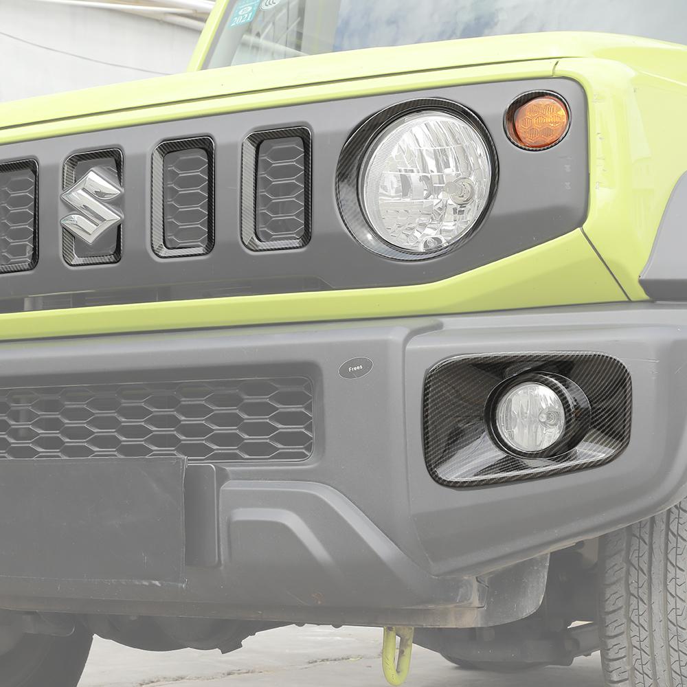 Hodelys Grille Trim Front Blinklys Front Tåkelampe Dekor Deksel Klistremerker For Suzuki Jimny 2019 Up ABS Carbon Fiber Biltilbehør