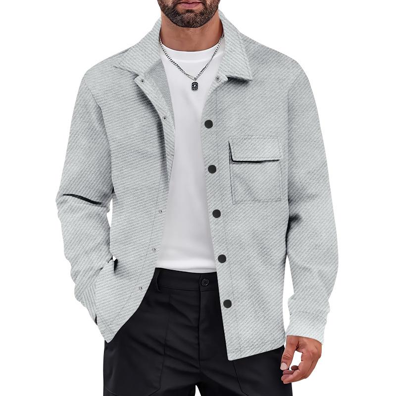 Herren Unifarbene Lässige Jacke mit Langen Ärmeln und Revers - Herbst/Winter Kollektion