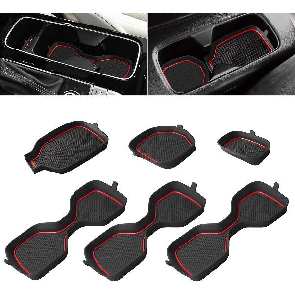 Silicone Cup Holder Coaster for Accessories 2024 2025 - Red 6PCS