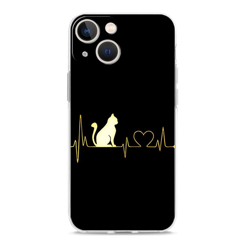 Phone Case For iPhone 17 Cases iPhone Air 16 15 12 13 14 Pro Max 7 8 Plus 16Pro iPhone11 Soft Cover Cat Line Black Cats