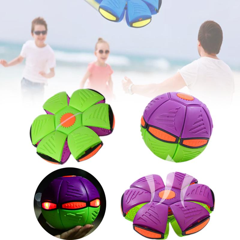 Ball Flying Saucer Deformation Frisbee Bouncing Music Lights Kid Toy Outdoor Pet