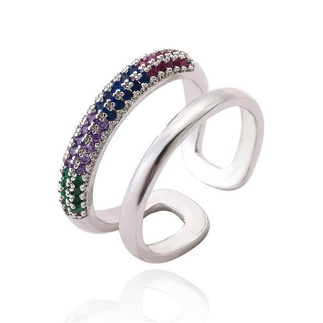 

High Quality Colorful Aaa Cubic Zirconia Finger Ring Jewelry Gold Color Color For Women Color Bridal Wedding Occasion RingTrendy Rings Resizable