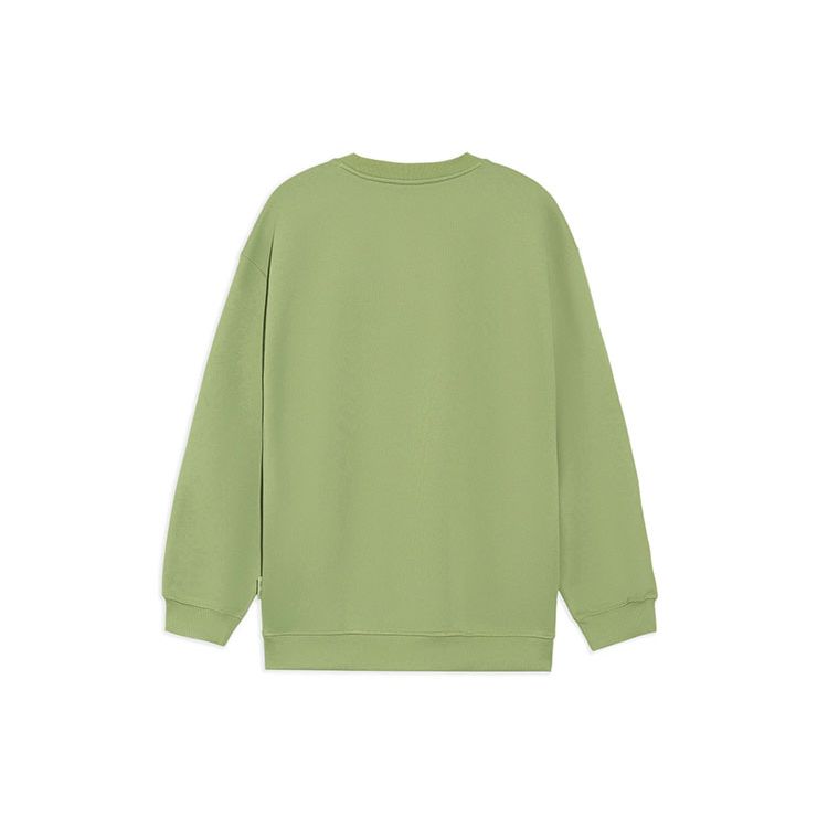 Li-Ning Badfive Series Sports Basketball Print Loose Round Neck Pullover Sweatshirt Unisex Tops Eucalyptus-Green AWDRH65-2