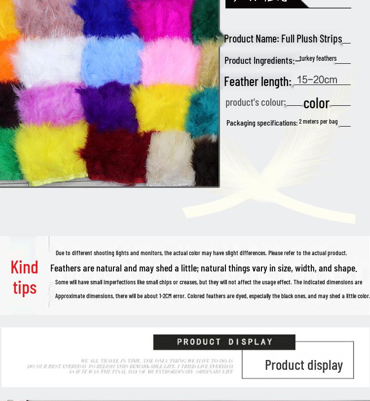 Turkey Feather Velvet Ribbon for DIY Wedding, Latin Headwear, and Clothing Accessories