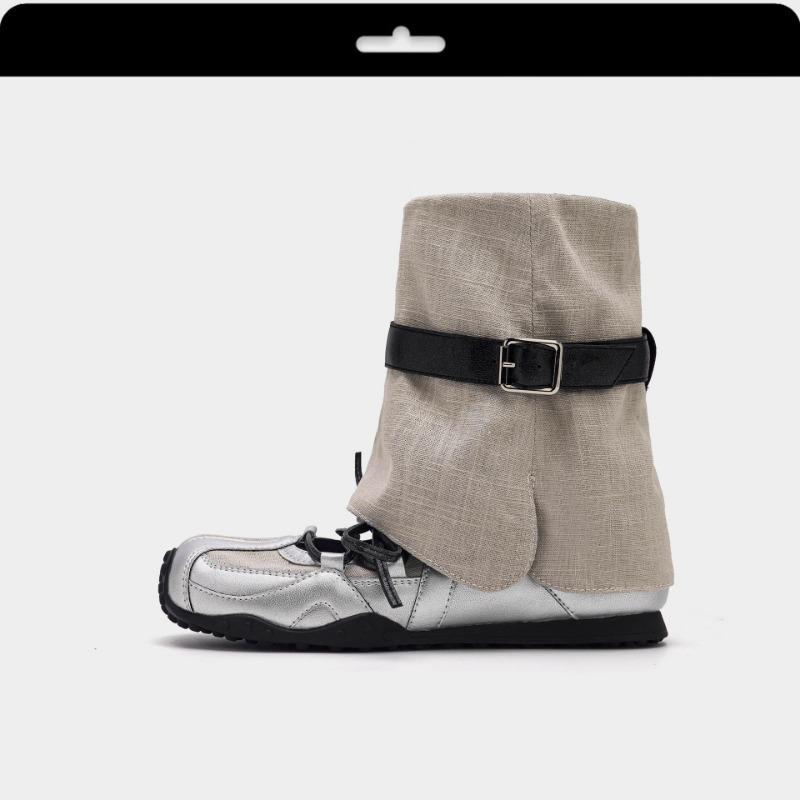 Romank~ Ballerinas Damen Plateau Schuhe Mary Jane Schuhe Coole Stiefel Pile Kurze Stiefel Damen