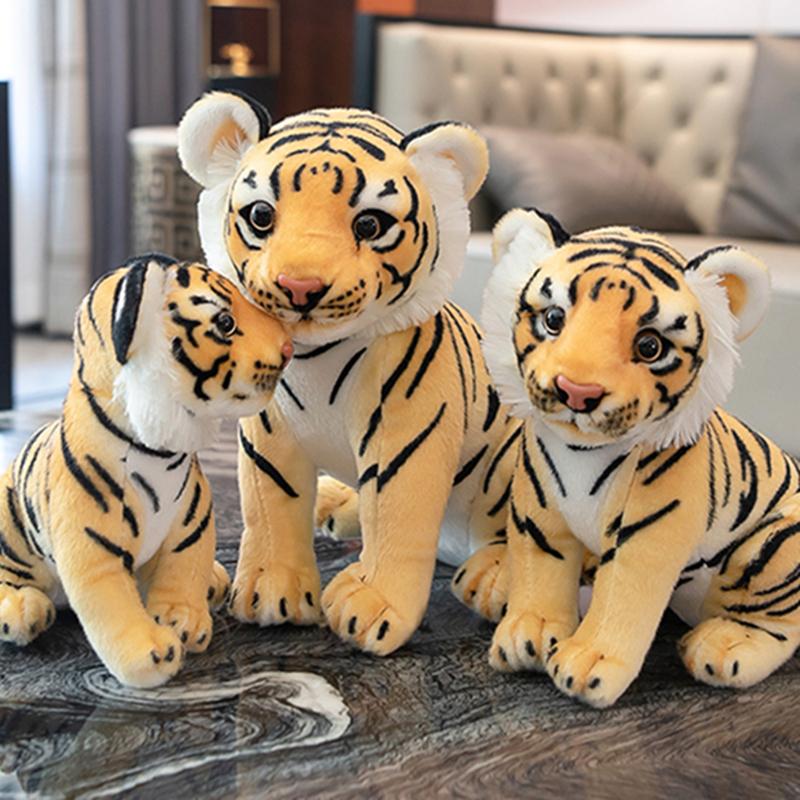 25-33cm Simulation Tiger Plush Toy Lifelike Sittting Tigers Plushies Stuffed Forest Animals Doll