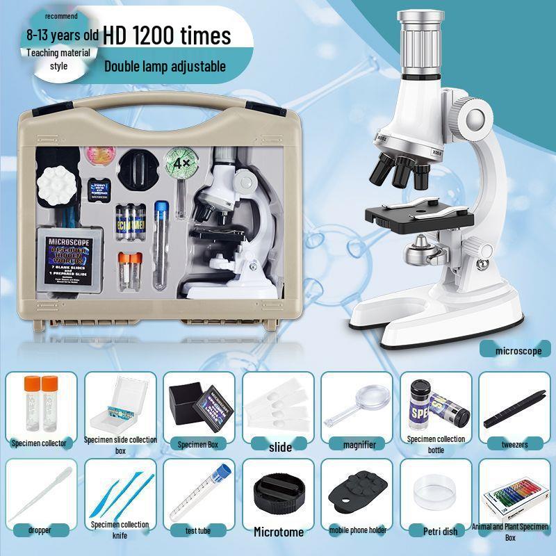 Professional-Grade HD Optical Microscope for Children's Science, Middle School Use; Detects Bacteria; Junior High Exam Model