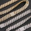 Men's Hip Hop 20mm Three-Row Zircon Rhombus Cuban Chain Full Diamond Necklace