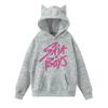 Ladies Fashion Casual Long Sleeve Printed Round Neck Hoodie Pullover Top With  Pockets