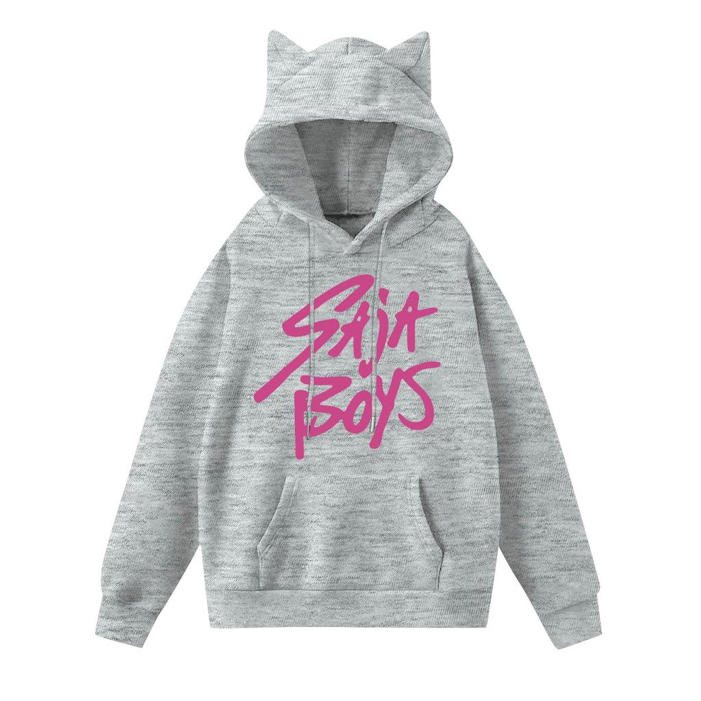 Ladies Fashion Casual Long Sleeve Printed Round Neck Hoodie Pullover Top With  Pockets